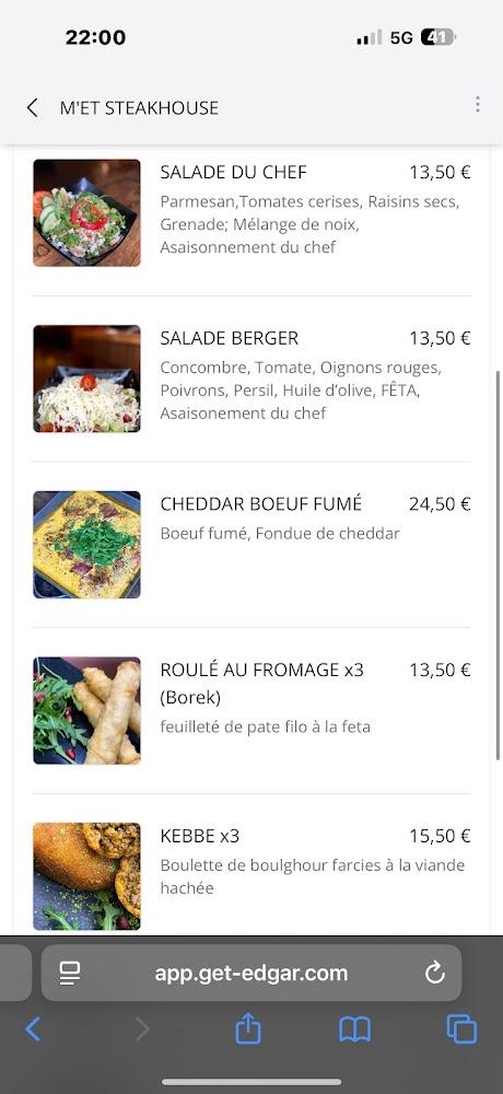 M'ET STEAKHOUSE - Menu Image 1